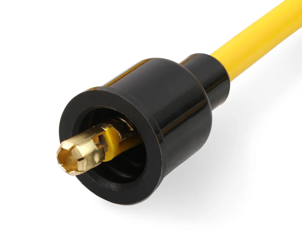Spark Plug Wire Set - 8mm - Yellow with Orange 90 Deg Boots ACCEL - Back View