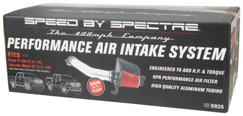 Spectre 04-08 Ford F150 V8-5.4L F/I Air Intake Kit - Clear Anodized w/Red Filter - Back View