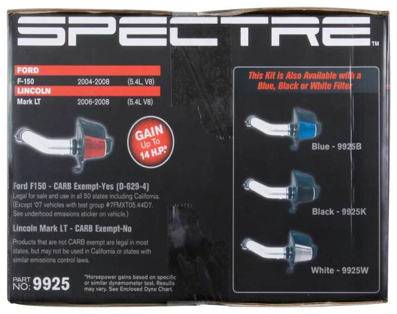 Spectre 04-08 Ford F150 V8-5.4L F/I Air Intake Kit - Clear Anodized w/Red Filter - Additional View 8