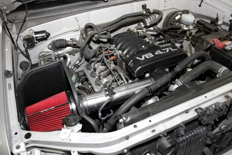 Spectre 05-07 Toyota Sequoia V8-4.7L F/I Air Intake Kit - Polished w/Red Filter - Side View