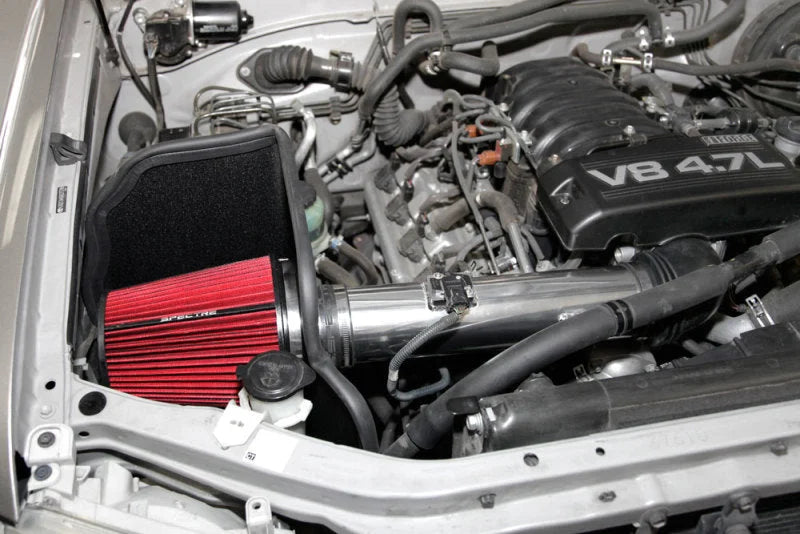 Spectre 05-07 Toyota Sequoia V8-4.7L F/I Air Intake Kit - Polished w/Red Filter - Back View
