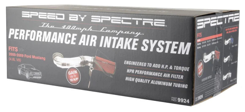Spectre 05-09 Ford Mustang GT V8-4.6L F/I Air Intake Kit - Polished w/Red Filter - Additional View 8