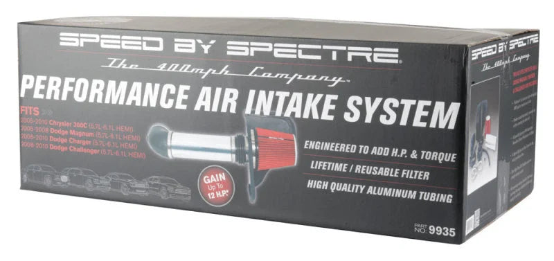 Spectre 05-10 Chrysler 300C V8-5.7/6.1L F/I Air Intake Kit - Polished w/Red Filter - Additional View 5