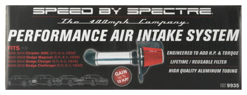 Spectre 05-10 Chrysler 300C V8-5.7/6.1L F/I Air Intake Kit - Polished w/Red Filter - Additional View 7