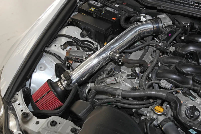 Spectre 06-12 Lexus IS250/IS350 V6-2.5/3.5L F/I Air Intake Kit - Polished w/Red Filter - Side View