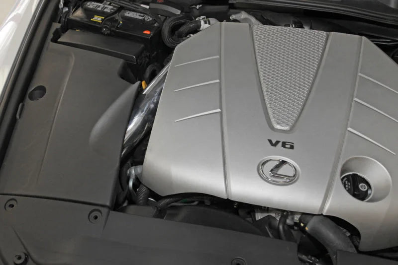 Spectre 06-12 Lexus IS250/IS350 V6-2.5/3.5L F/I Air Intake Kit - Polished w/Red Filter - Back View