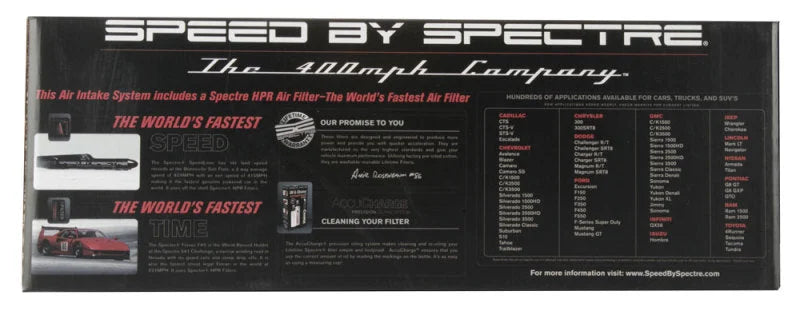 Spectre 10-11 Chevy Camaro V6-3.6L F/I Air Intake Kit - Clear Anodized w/Red Filter - Side View