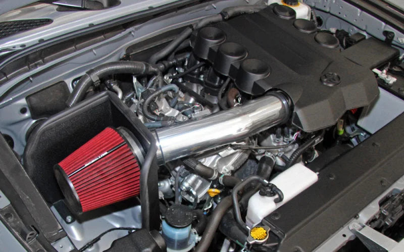 Spectre 10-18 Toyota FJ 10-15 4Runner V6-4.0L F/I Air Intake Kit - Polished w/Red Filter - Side View