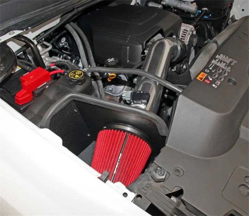 Spectre 11-13 GM 2500HD/3500HD V8-6.0L F/I Air Intake Kit - Polished w/Red Filter - Side View