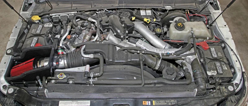 Spectre 11-14 Ford F-Series SD V8-6.7L DSL Air Intake Kit - Polished w/Red Filter - Installation View