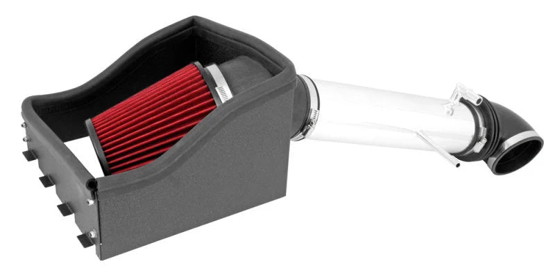 Spectre 11-14 Ford F150 V8-5.0L F/I Air Intake Kit - Polished w/Red Filter - Side View