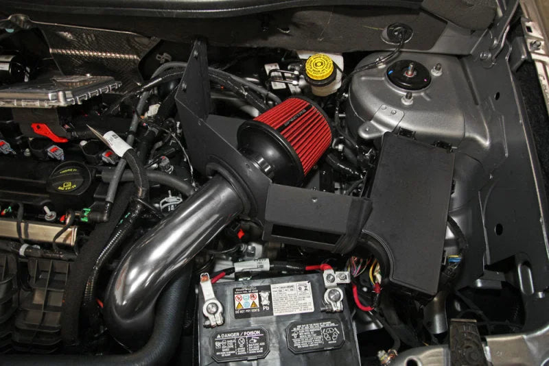 Spectre 11-16 Jeep Patriot L4-2.0L F/I Air Intake Kit - Polished w/Red Filter - Back View