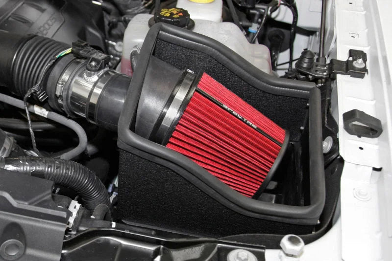Spectre 12-14 Ford F150 V6-3.5L F/I Air Intake Kit - Polished w/Red Filter - Side View