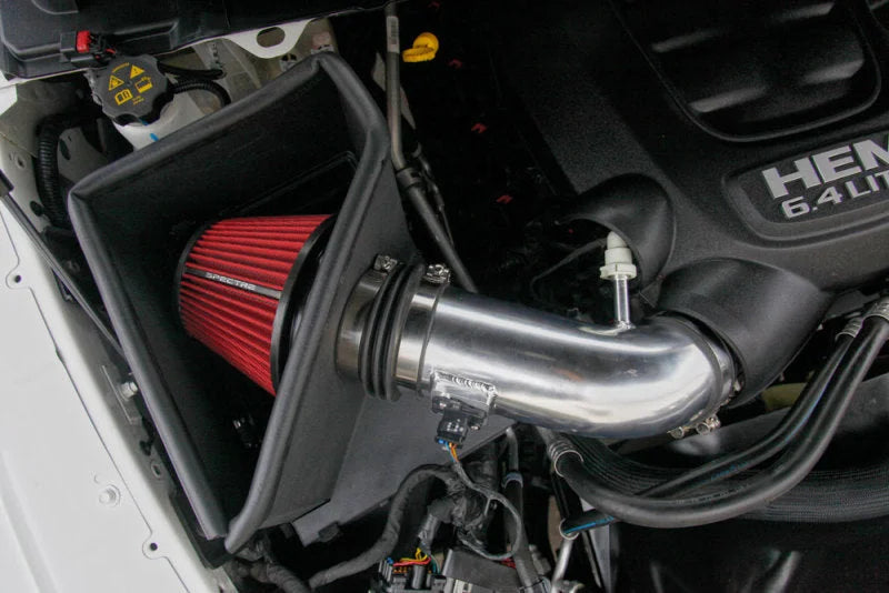 Spectre 14-18 RAM 2500/3500 6.4L Air Intake Kit - Polished w/Red Filter - Side View