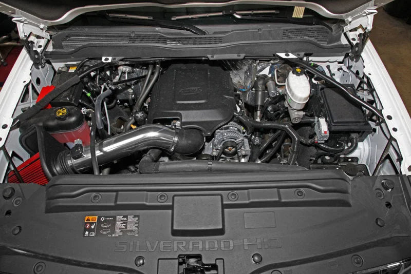 Spectre 16-17 GM 2500HD/3500HD V8-6.0L F/I Air Intake Kit - Polished w/Red Filter - Side View