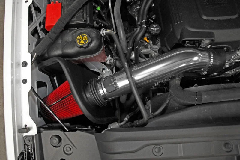 Spectre 16-17 GM 2500HD/3500HD V8-6.0L F/I Air Intake Kit - Polished w/Red Filter - Back View