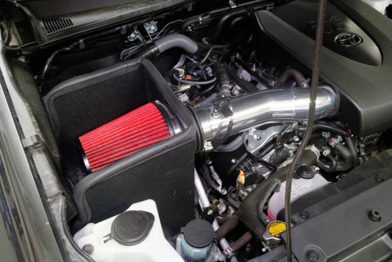 Spectre 16-18 Toyota Tacoma V6-3.5L F/I Air Intake Kit - Polished w/Red Filter - Side View