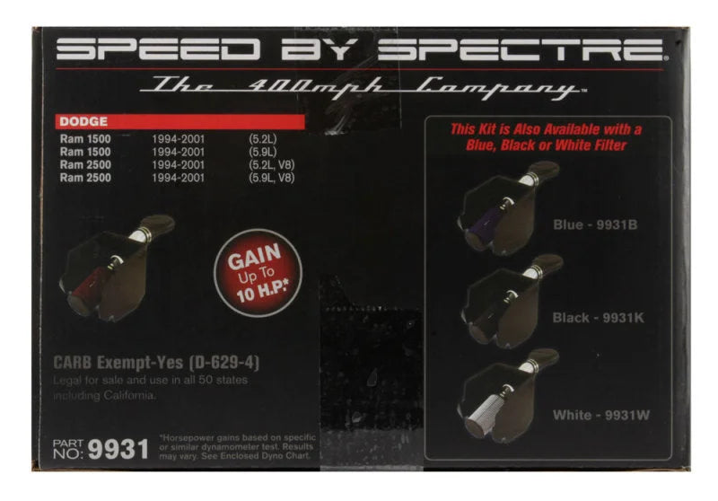 Spectre 94-01 Dodge RAM 1500/2500 V8-5.2/5.9L F/I Air Intake Kit - Polished w/Red Filter - Installation View