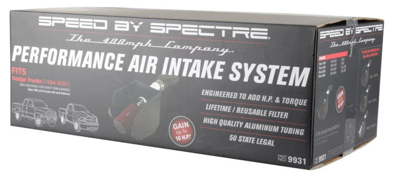Spectre 94-01 Dodge RAM 1500/2500 V8-5.2/5.9L F/I Air Intake Kit - Polished w/Red Filter - Additional View 5