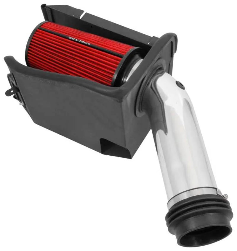 Spectre 94-97 Ford SD 7.3L DSL Air Intake Kit - Polished w/Red Filter - Side View