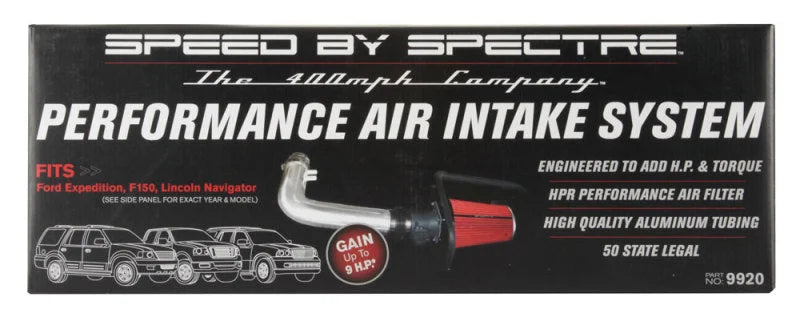 Spectre 97-03 Ford Expedition V8-4.6/5.4L F/I Air Intake Kit - Polished w/Red Filter - Side View