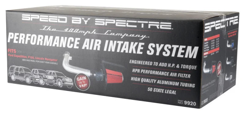Spectre 97-03 Ford Expedition V8-4.6/5.4L F/I Air Intake Kit - Polished w/Red Filter - Installation View