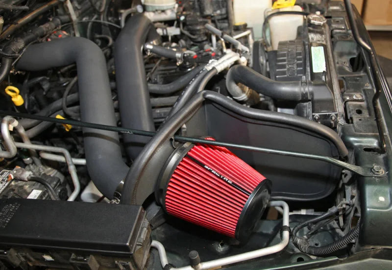 Spectre 97-06 Jeep Wrangler L6-4.0L F/I Air Intake Kit - Tex. Black w/Red Filter - Back View