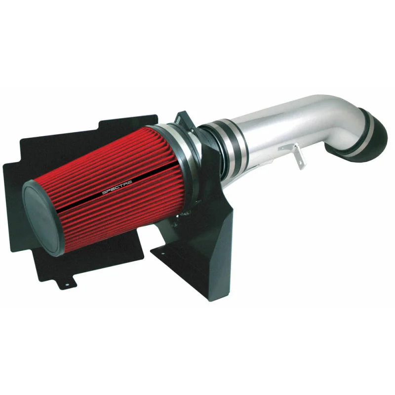 Spectre 99-07 GM Truck V8-4.8/5.3/6.0L F/I Air Intake Kit - Clear Anodized w/Red Filter - Side View
