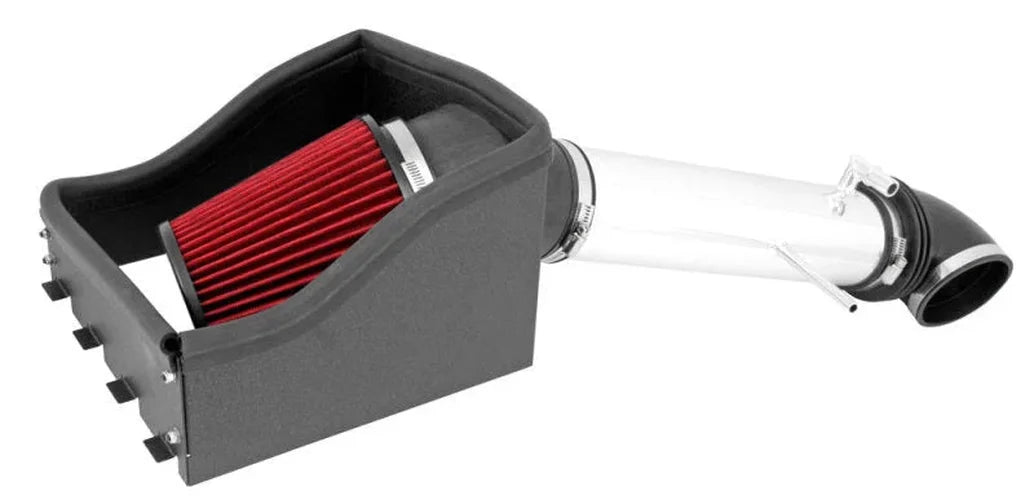 Spectre 11-14 Ford F150 V8-5.0L F/I Air Intake Kit - Polished w/Red Filter - Side View