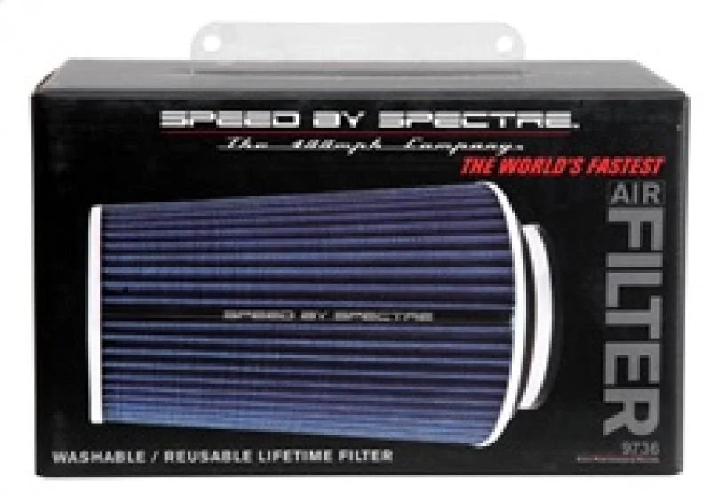 Spectre Adjustable Conical Air Filter 9-1/2in. Tall (Fits 3in. / 3-1/2in. / 4in. Tubes) - Blue - Back View
