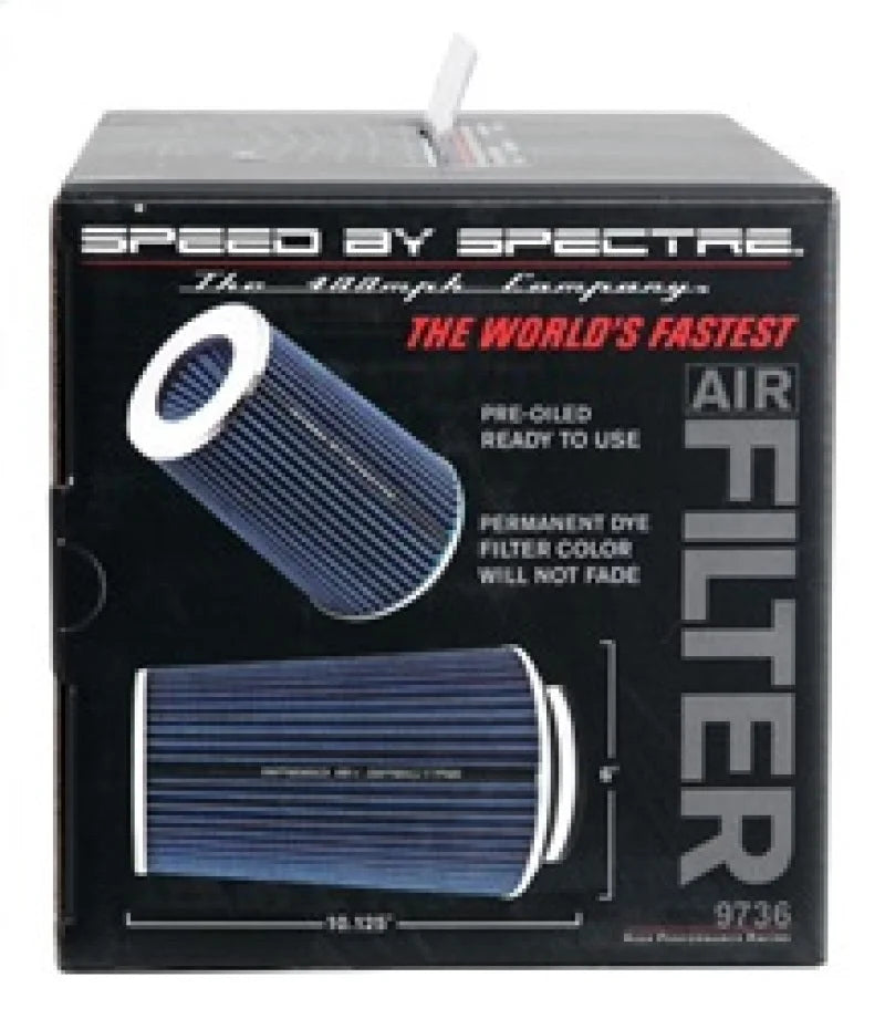 Spectre Adjustable Conical Air Filter 9-1/2in. Tall (Fits 3in. / 3-1/2in. / 4in. Tubes) - Blue - Installation View
