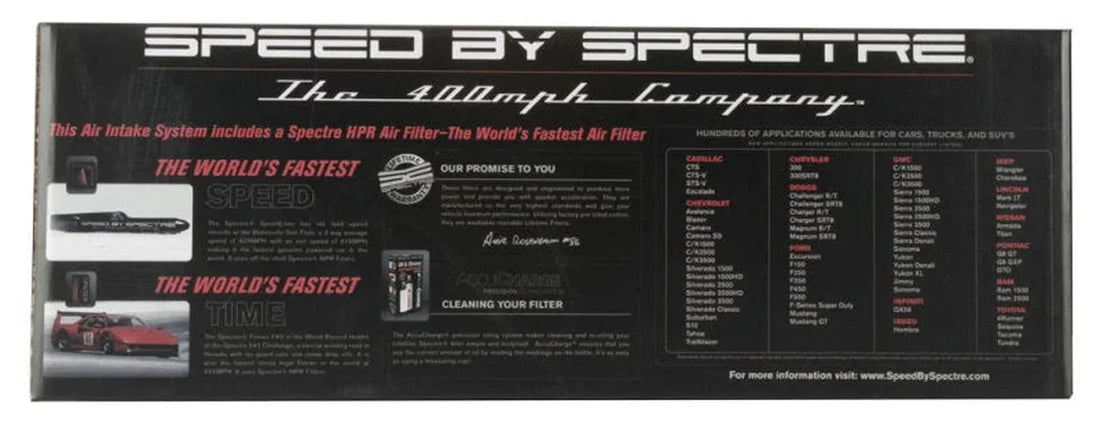 Spectre 10-11 Chevy Camaro V6-3.6L F/I Air Intake Kit - Clear Anodized w/Red Filter - Side View