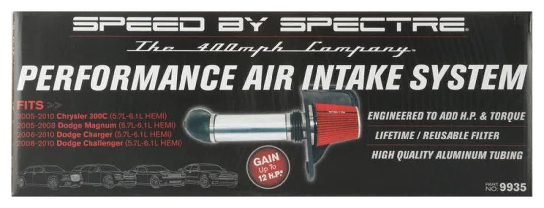 Spectre 05-10 Chrysler 300C V8-5.7/6.1L F/I Air Intake Kit - Polished w/Red Filter - Additional View 7