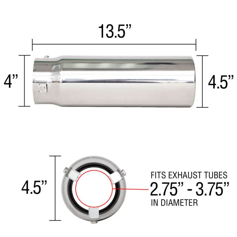 Spectre Exhaust Tip 4-1/2in. OD / Pencil - Back View