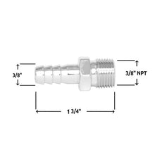 Load image into Gallery viewer, Spectre Fuel Fitting 3/8in. Hose Barb NPT Threads - Chrome - Installation View
