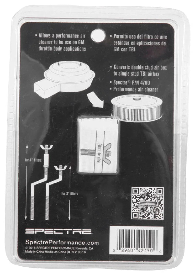 Spectre GM TBI Air Cleaner S-Stud Mounting Hardware (5in. Offset) - Back View