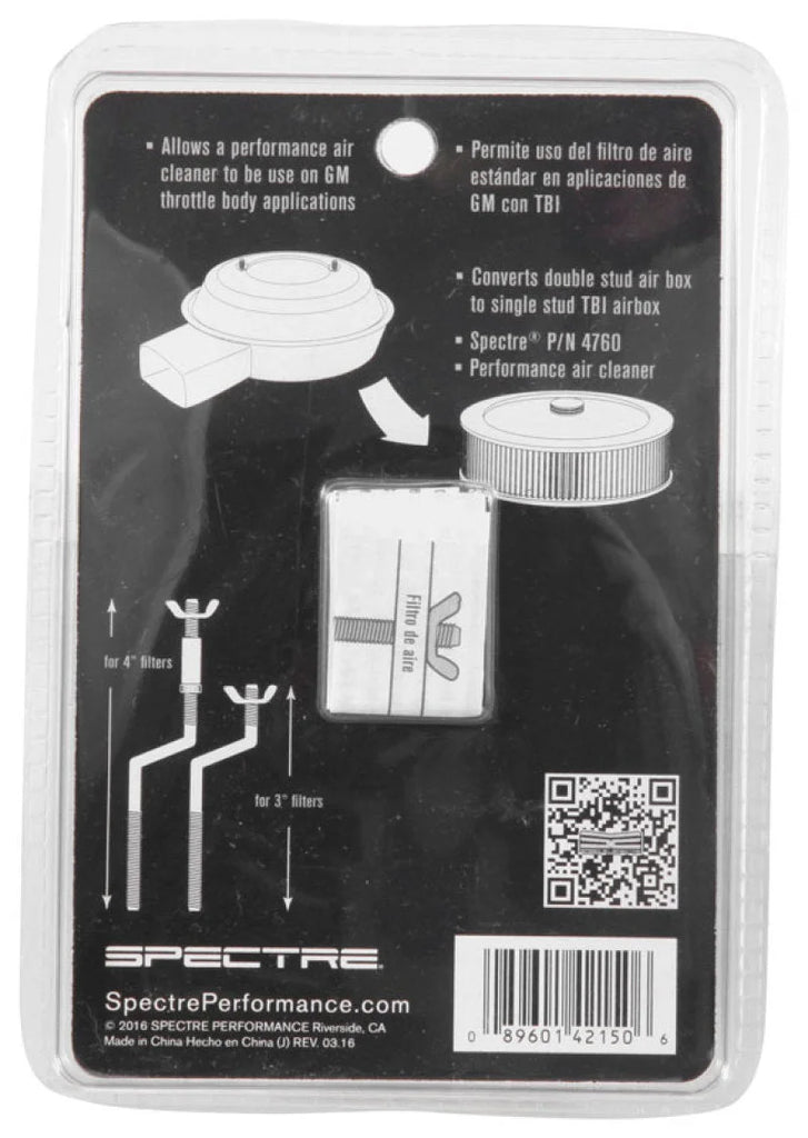 Spectre GM TBI Air Cleaner S-Stud Mounting Hardware (5in. Offset) - Back View