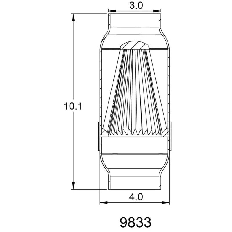 Spectre Inline Air Box 4in. w/Filter - Detail View