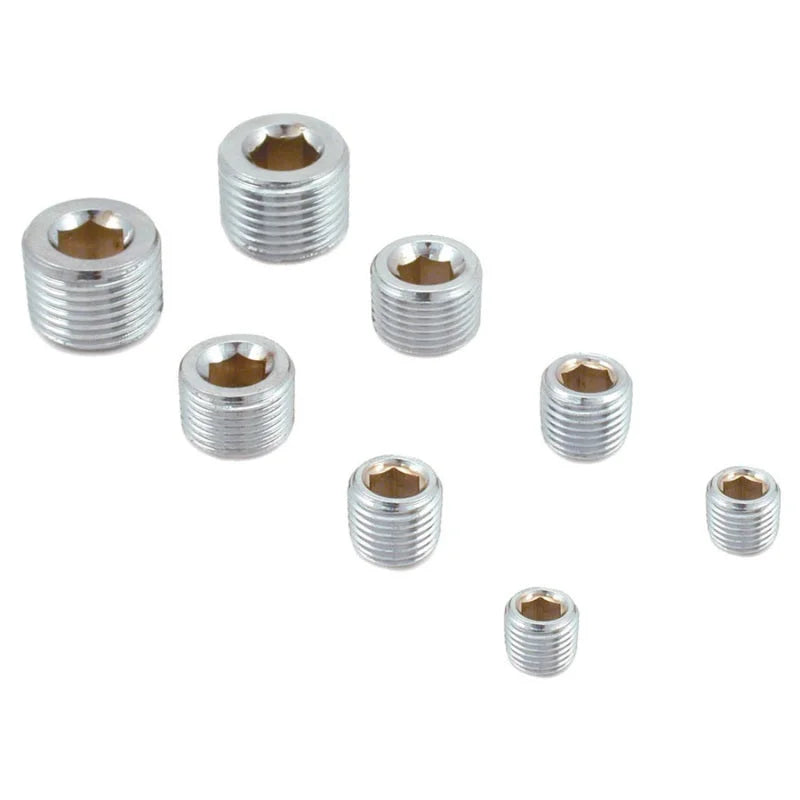 Spectre Pipe Plug Kit - Includes (2) 1/8in. / (2) 1/4in. / (2) 3/8in. / (2) 1/2in. Plugs - Chrome - Main Product View