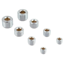 Load image into Gallery viewer, Spectre Pipe Plug Kit - Includes (2) 1/8in. / (2) 1/4in. / (2) 3/8in. / (2) 1/2in. Plugs - Chrome - Main Product View