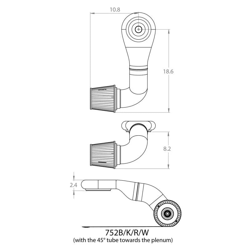 Spectre Plenum Kit Low w/Driver Side 45/90 Degree Tube - Detail View