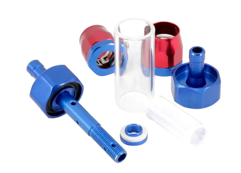 Spectre Pro-Plumbing Fuel Filter 3/8in. - Red/Blue - Side View