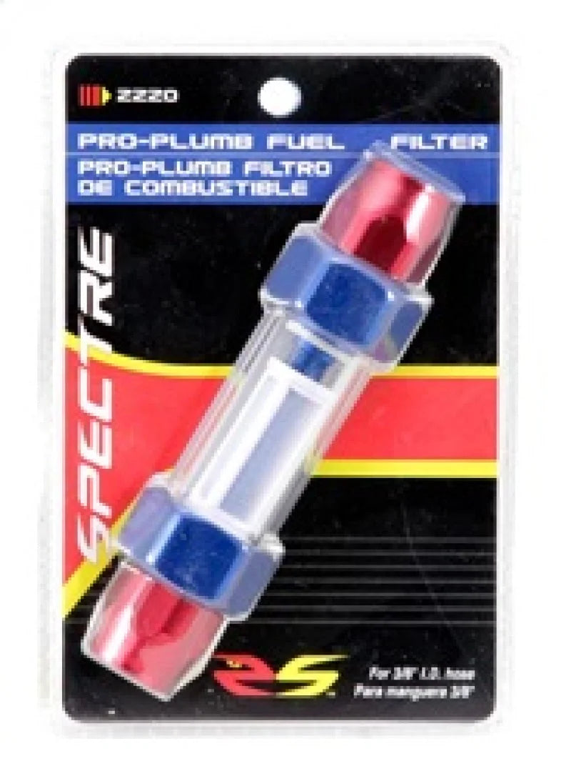 Spectre Pro-Plumbing Fuel Filter 3/8in. - Red/Blue - Back View