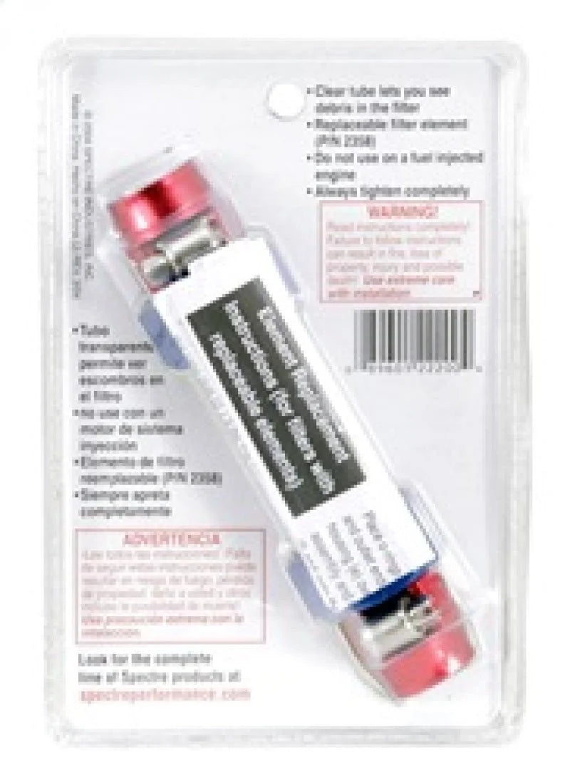 Spectre Pro-Plumbing Fuel Filter 3/8in. - Red/Blue - Installation View