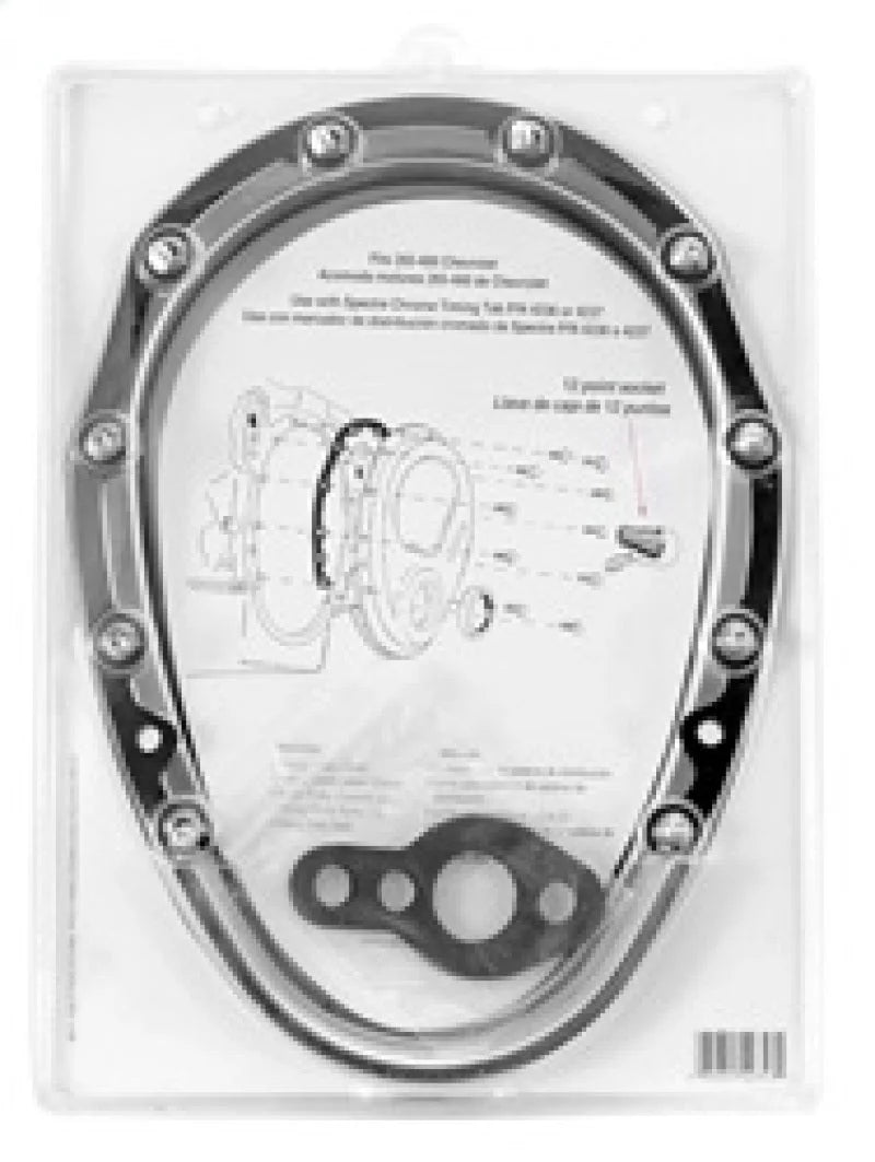 Spectre SB Chevrolet Timing Cover (Incl. Pre-Installed Seal/Gaskets/Bolts) - Chrome - Back View