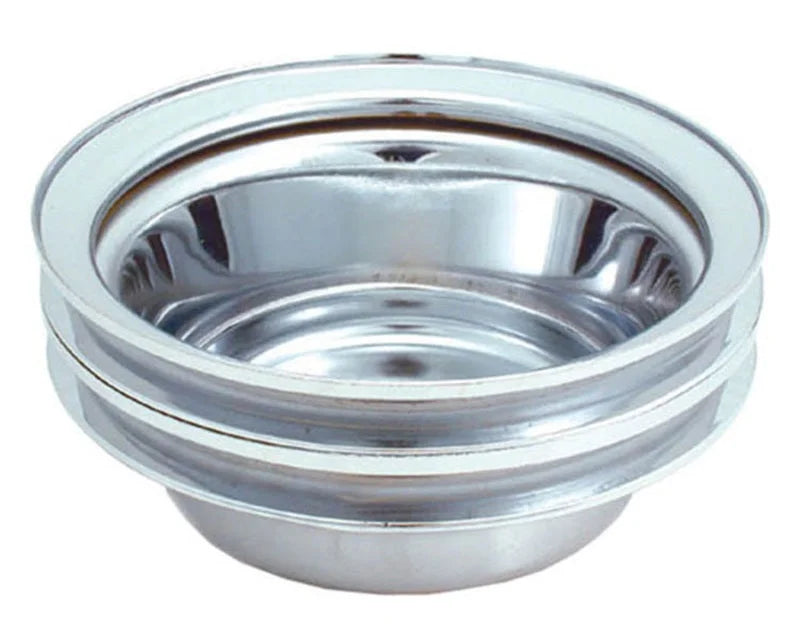 Spectre SB Chevy (w/Long Water Pump) Double Lower Groove Crankshaft Pulley - Chrome - Side View