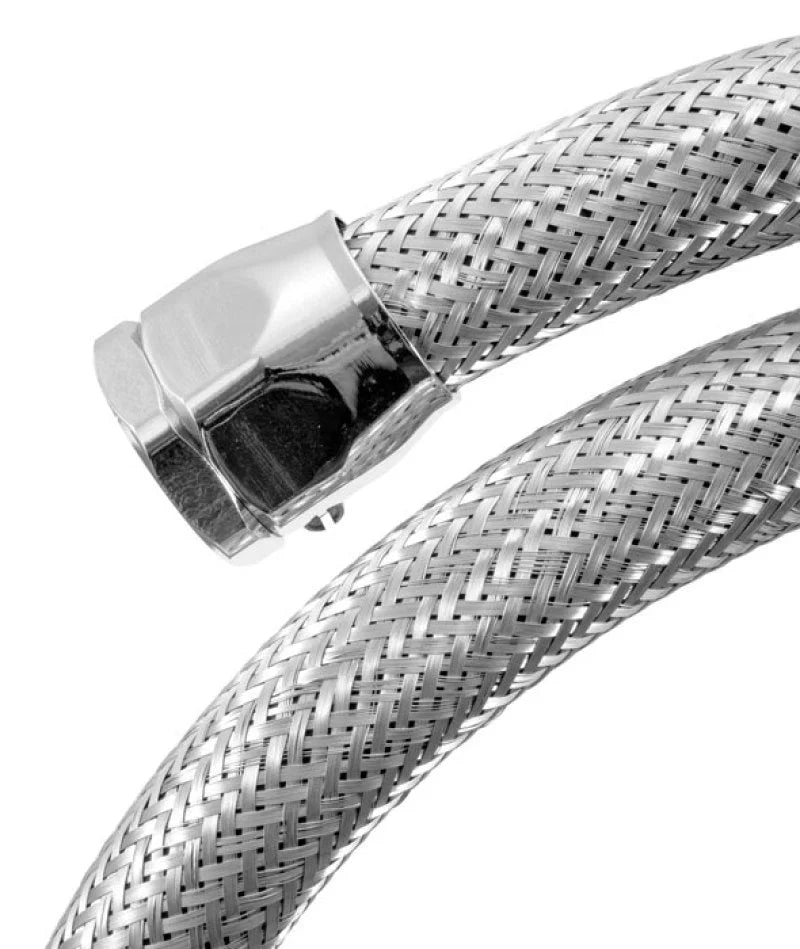 Spectre Stainless Steel Flex Heater Hose Kit 5/8in. Diameter - 4ft. Chrome - Side View