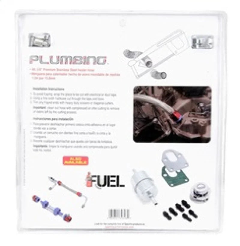 Spectre Stainless Steel Flex Heater Hose Kit 5/8in. Diameter - 4ft. Chrome - Back View
