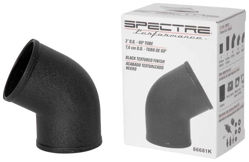 Spectre Tube Intake 3in od 60 Degree - Black - Back View