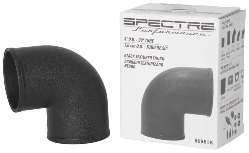 Spectre Tube Intake 3in od 90 Degree - Black - Back View